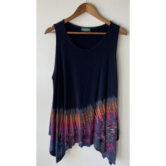 Kathmandu Tops - Kathmandu Imports Tunic Standard SZ Lagenlook Hippie Asymmetrical Artsy Stretchy